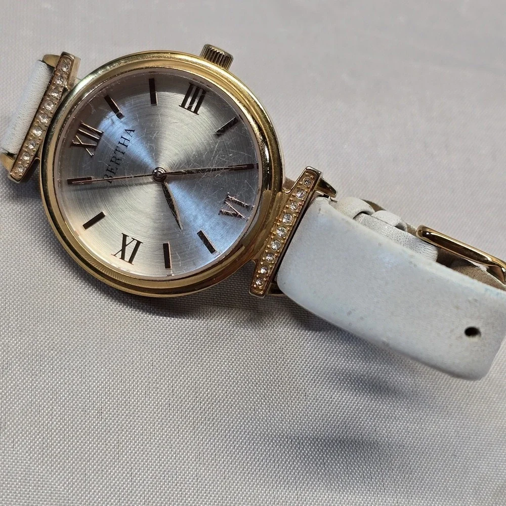 Bertha Jasmine White Leather‎ Rose Gold Women's Watch BR9605